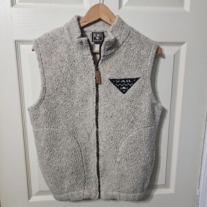 Vintage EMI Deep Pile‎ Sherpa Vest Men’s Small VAIL Patch USA Made EUC